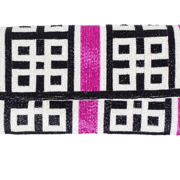 Pink Black Beaded Clutch - Picture 1 of 1